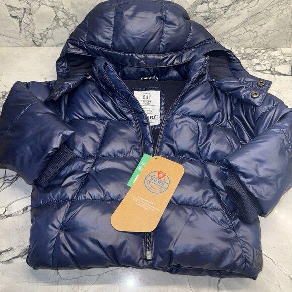 GAP Other - Baby Gap 18-24 Months Hooded Primaloft Warm Winter Coat Lined NEW Navy Blue